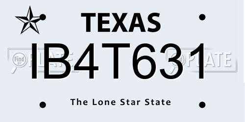IB4T631 Texas License Plate