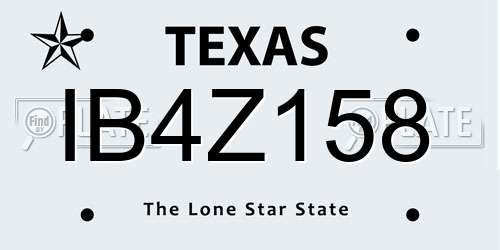 IB4Z158 Texas License Plate