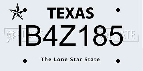 IB4Z185 Texas License Plate