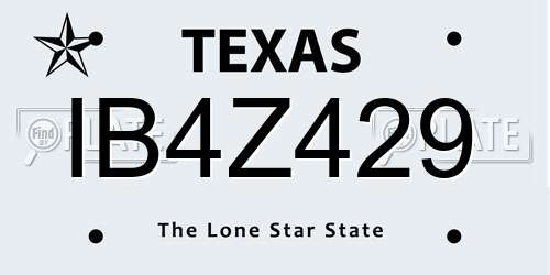 IB4Z429 Texas License Plate