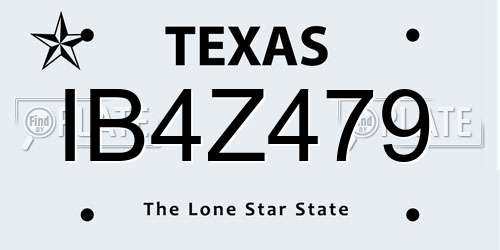 IB4Z479 Texas License Plate