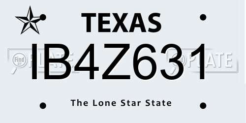 IB4Z631 Texas License Plate