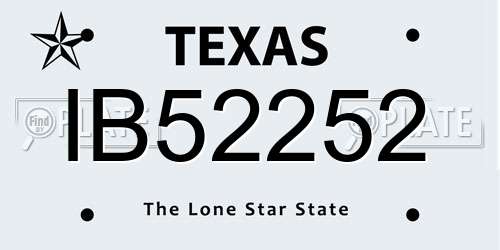 IB52252 Texas License Plate