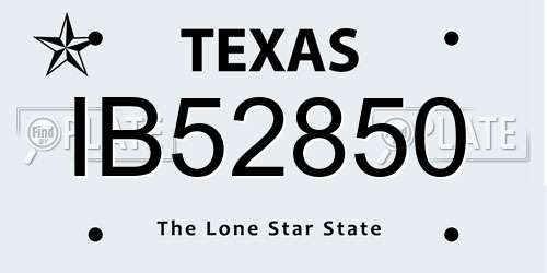 IB52850 Texas License Plate