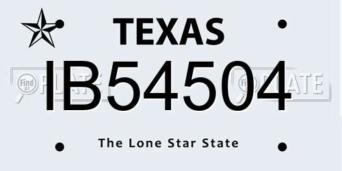 IB54504 Texas License Plate