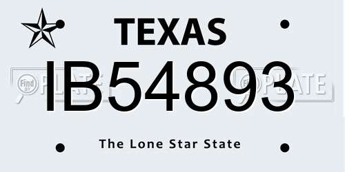 IB54893 Texas License Plate