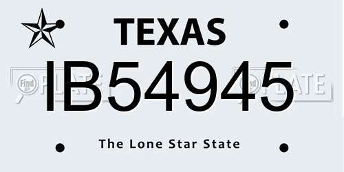 IB54945 Texas License Plate