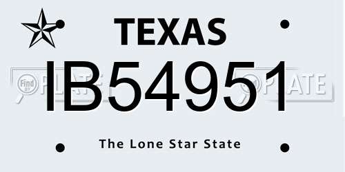 IB54951 Texas License Plate