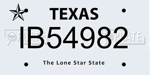 IB54982 Texas License Plate