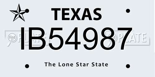 IB54987 Texas License Plate
