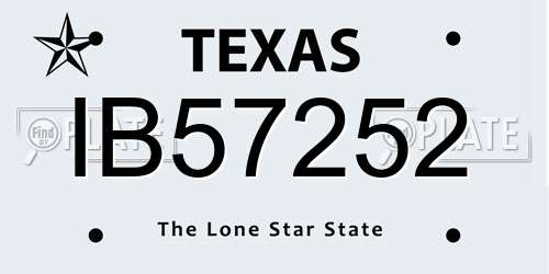 IB57252 Texas License Plate