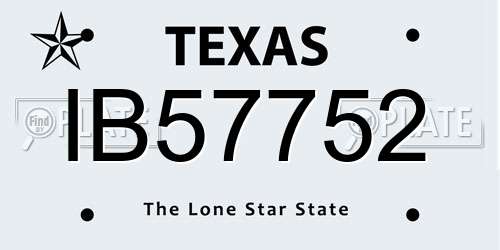 IB57752 Texas License Plate
