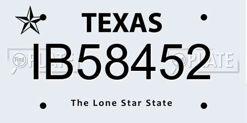 IB58452 Texas License Plate