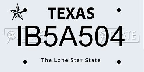 IB5A504 Texas License Plate