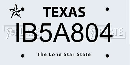IB5A804 Texas License Plate