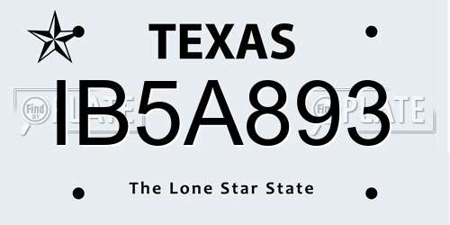 IB5A893 Texas License Plate