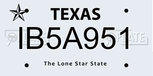 IB5A951 Texas License Plate