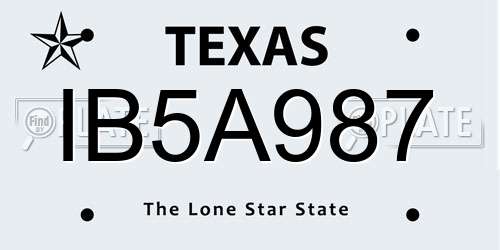 IB5A987 Texas License Plate