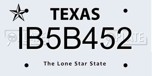 IB5B452 Texas License Plate