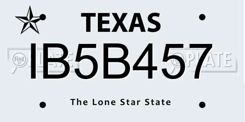 IB5B457 Texas License Plate