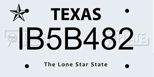 IB5B482 Texas License Plate