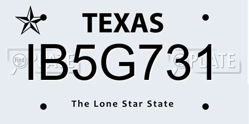 IB5G731 Texas License Plate