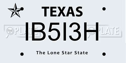 IB5I3H Texas License Plate