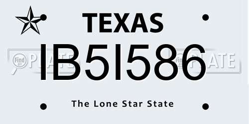 IB5I586 Texas License Plate