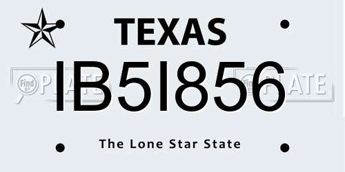IB5I856 Texas License Plate