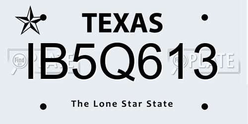 IB5Q613 Texas License Plate