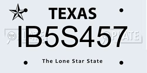 IB5S457 Texas License Plate