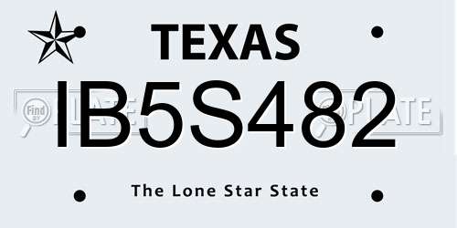 IB5S482 Texas License Plate
