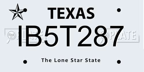 IB5T287 Texas License Plate