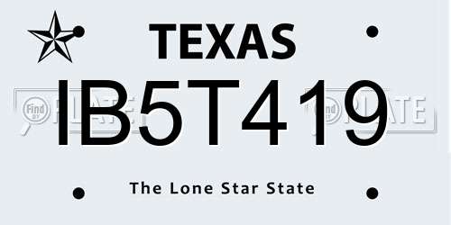 IB5T419 Texas License Plate