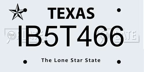 IB5T466 Texas License Plate