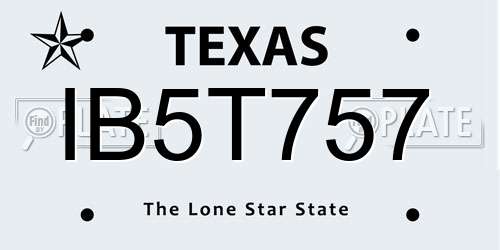 IB5T757 Texas License Plate