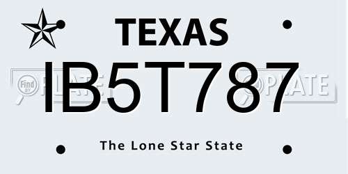 IB5T787 Texas License Plate