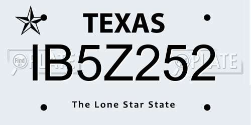 IB5Z252 Texas License Plate