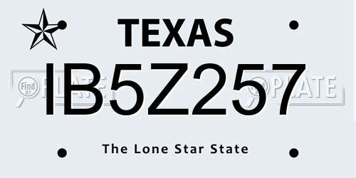 IB5Z257 Texas License Plate