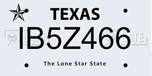 IB5Z466 Texas License Plate