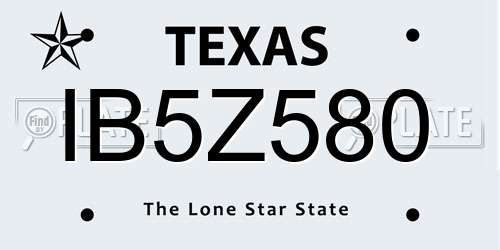 IB5Z580 Texas License Plate