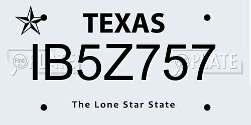 IB5Z757 Texas License Plate