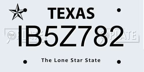 IB5Z782 Texas License Plate