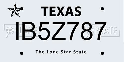 IB5Z787 Texas License Plate