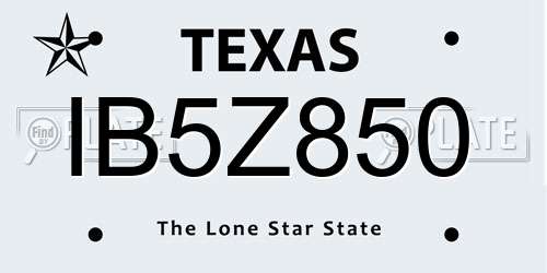 IB5Z850 Texas License Plate