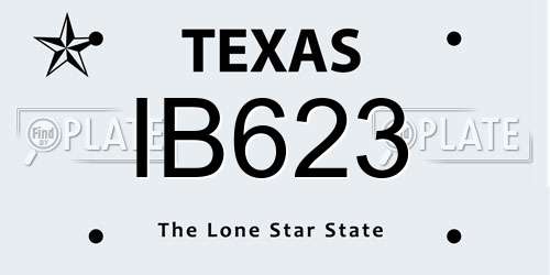 IB623 Texas License Plate