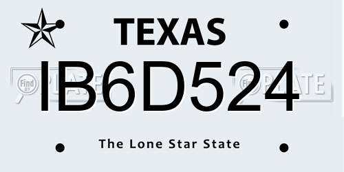 IB6D524 Texas License Plate