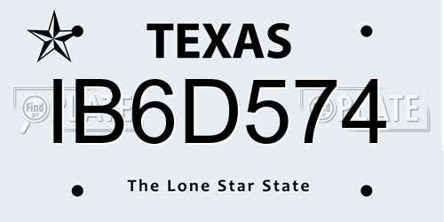 IB6D574 Texas License Plate