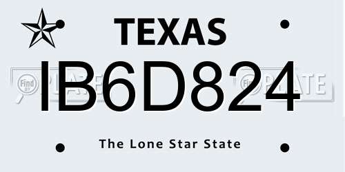IB6D824 Texas License Plate