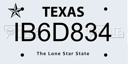 IB6D834 Texas License Plate
